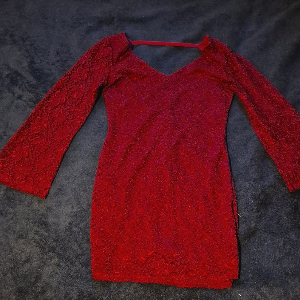 Charlotte Russe Red Lace Dress, Womens Large